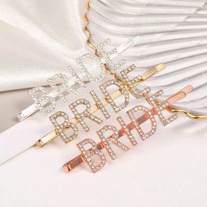 Bachelorette Party Bride Rhinestones Letters Hair Clip Wedding Bridal Shower